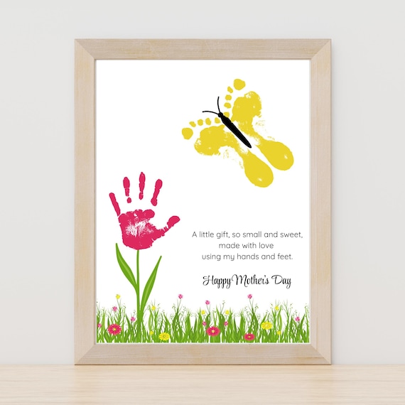 Handprint Footprint Mother's Day Craft: Flower Butterfly Keepsake (Instant Download)