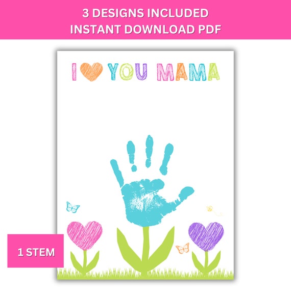Mother's Day Handprint, Gift for Mom - I Love You Mama Printable