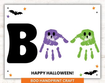 Halloween Handprint Craft Printable: BOO Ghost Footprint Keepsake for Babies, Toddlers and Preschoolers