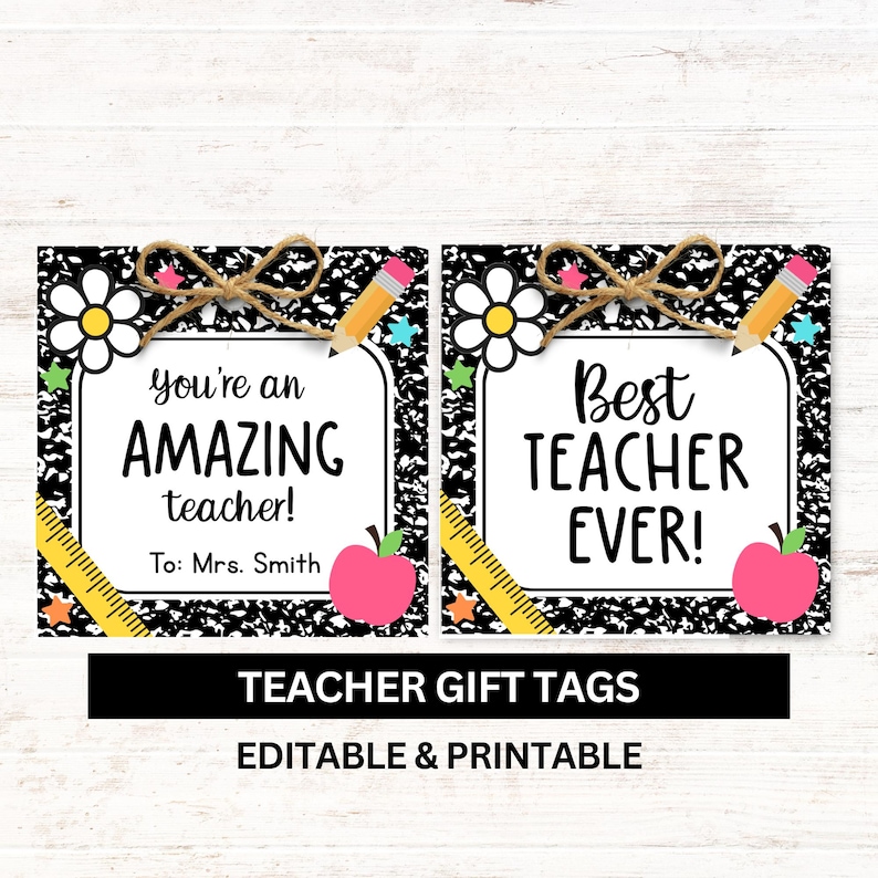 Editable Teacher Gift Tags Printable Canva Template End of Year ...