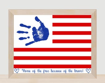 USA Flag Handprint Art: Patriotic Kids Craft (PDF Download)