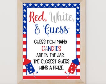 4th of July Candy Guessing Game: Patriotic Party Printable (PDF Download A4 & 8.5x11in