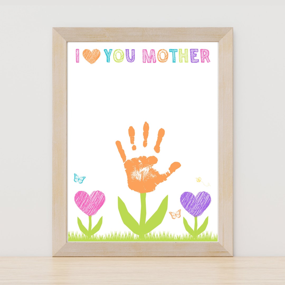 Mother's Day Handprint Art: I Love You Mom Printable (PDF) - Etsy