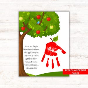 Apple Handprint Craft Printable: Fall Poem Keepsake for Kids