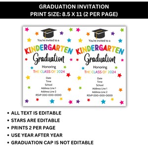 Preschool Graduation, Graduation Invitation, Graduation Program, Editable Preschool Graduation Templates, Canva Template, PDF image 5