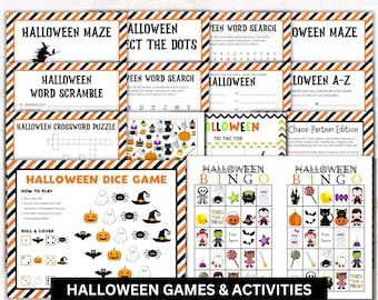 Printable Halloween Bingo & Kids Game Bundle: Classroom Party Games (PDF Download
