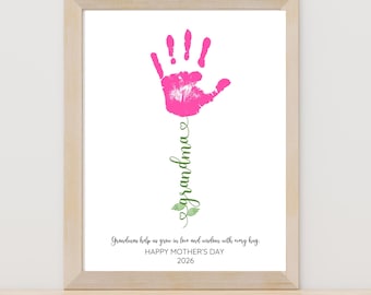 Mother’s Day Grandma Handprint Printable Craft, Kids DIY Gift for Grandma