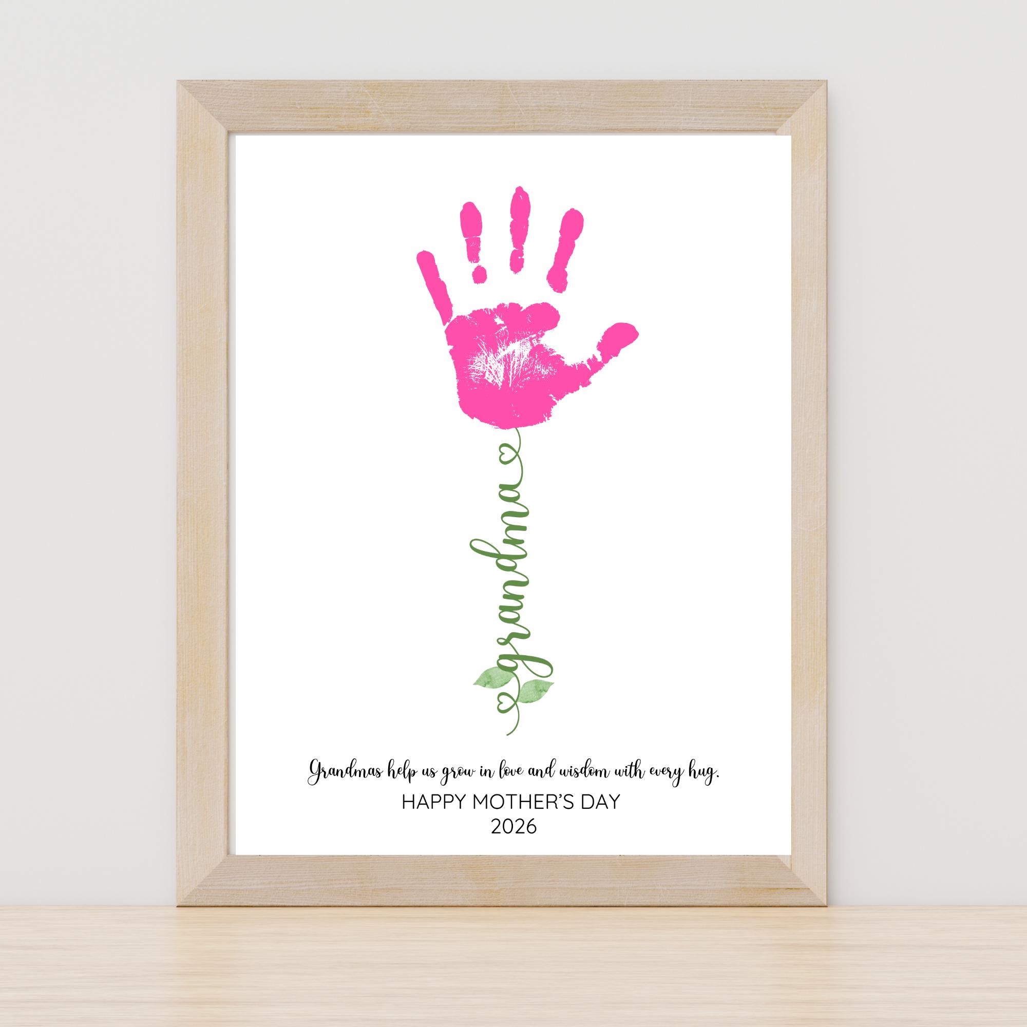 Mother’s Day Grandma Handprint Printable Craft, Kids DIY Gift for ...