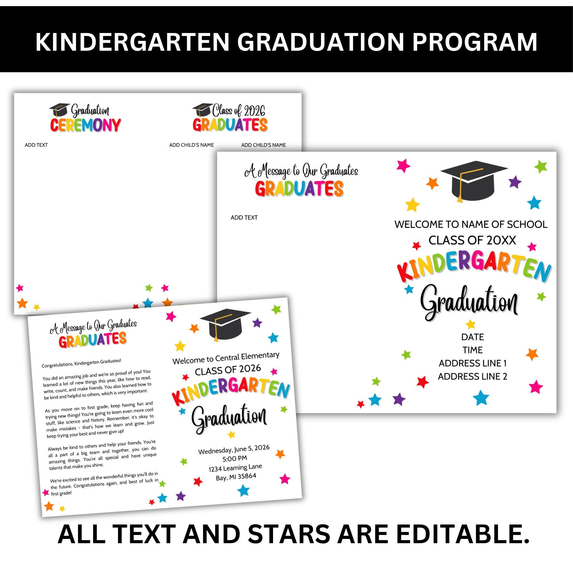 Kindergarten Graduation Bundle Editable Canva Template, Diploma ...