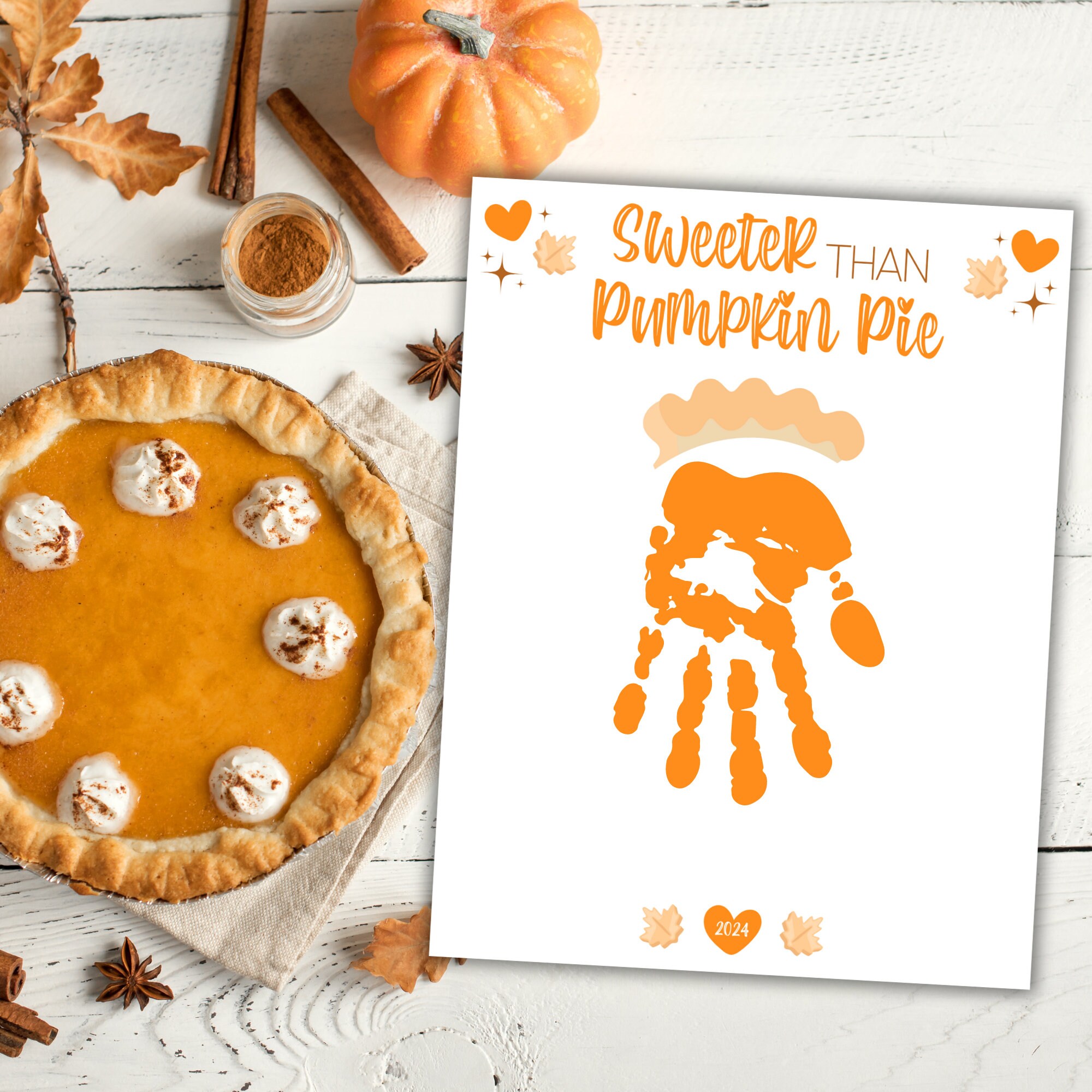 Pumpkin Pie Footprint Art: Thanksgiving Handprint Craft (digital ...
