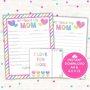 Regalo per la festa della mamma - Tutto sulla mia mamma stampabile - PDF scaricabile immediatamente - 8,5 x 11 e A4