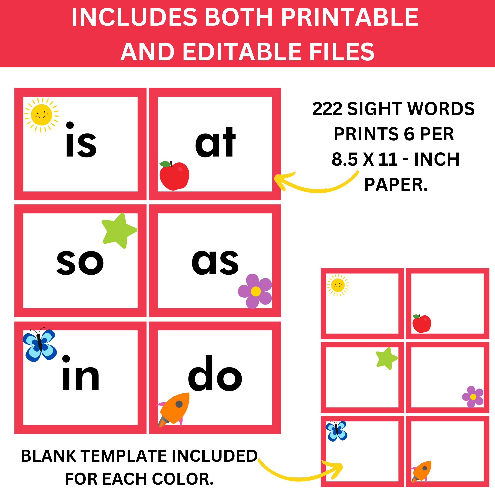 Printable Sight Words | Editable in Canva | Instant Download PDF - Etsy