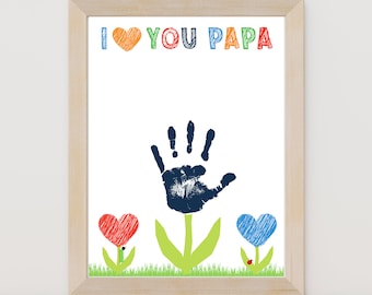 PAPÀ - Ti amo, regalo per la festa del papà, segno di legno per la festa del papà, segno di impronta fai-da-te, segno di impronta del bambino, regali per papà, festa del