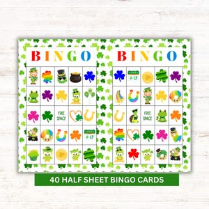 Jogo de Bingo do Dia de São Patrício | PDF para impressão | 40 cartas exclusivas | Sala de aula, diversão para festas