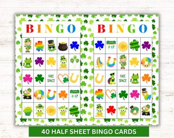 Juego de bingo del Día de San Patricio / PDF imprimible / 40 tarjetas únicas / Diversión en el aula y en fiestas