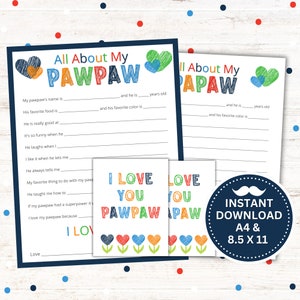 Regalo del Día del Padre "Todo sobre mi papaya" (imprimible) - Descarga instantánea en PDF, regalo del Día de los Abuelos, regalo de cumpleaños para papaya