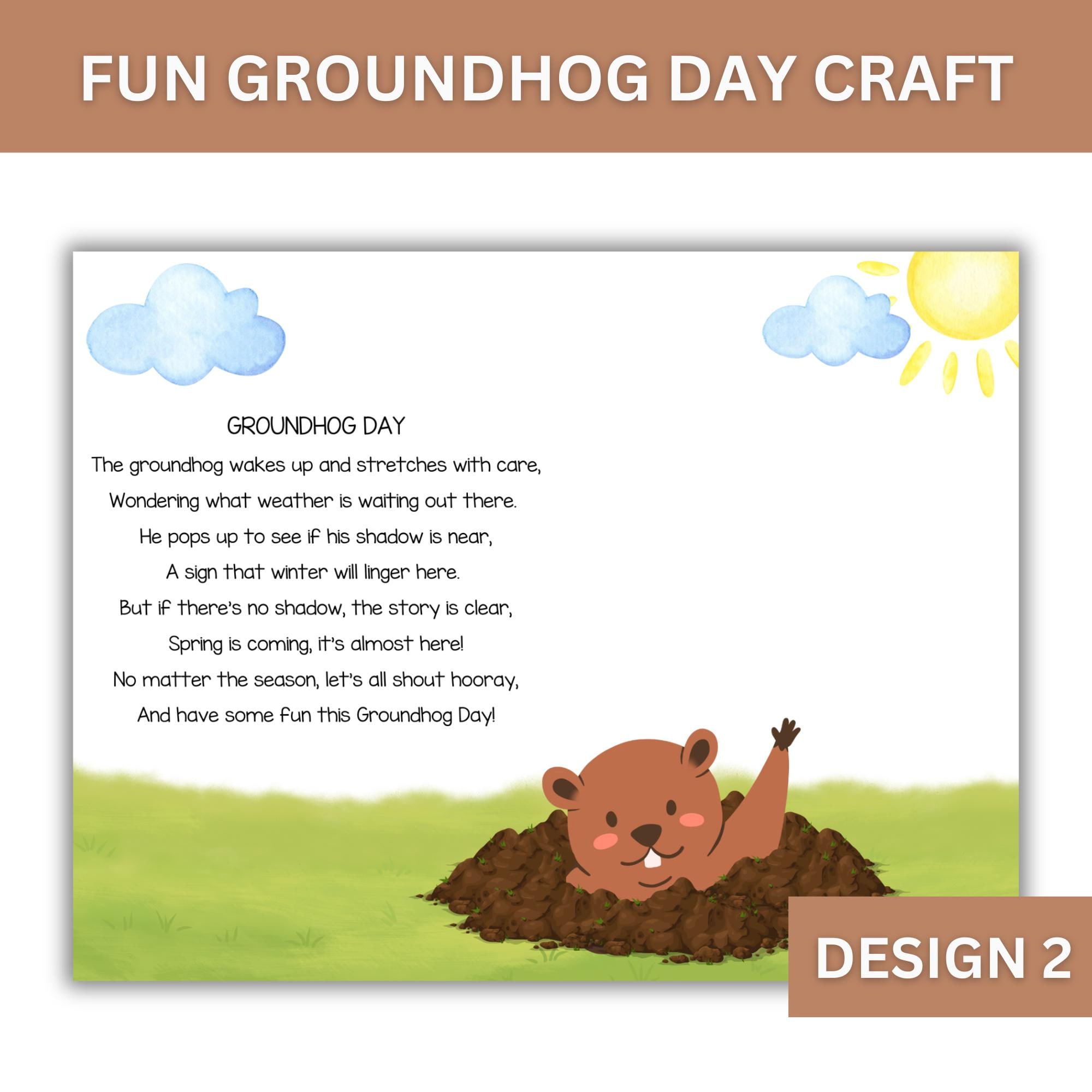 groundhog day handprint craft: poem printable (instant download