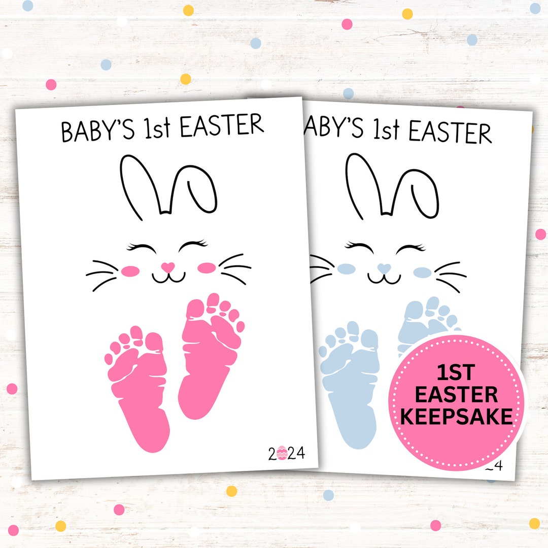 Baby's First Easter Footprint Printable Kid's Footprint Art Memorable ...
