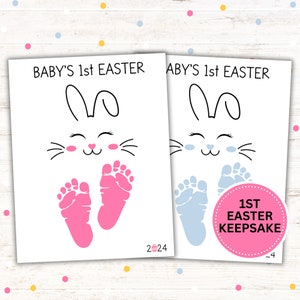 Baby's First Easter Footprint Printable Kid's Footprint Art Memorable Keepsake 3 Color Options Print Sizes 8 x 10, 8.5 x 11, A4 image 1