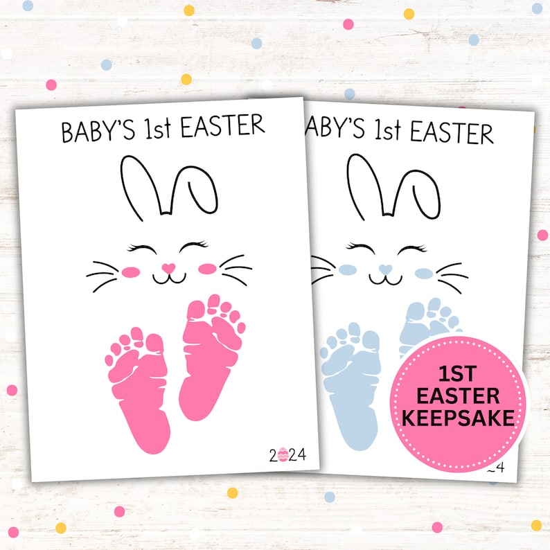 Baby's First Easter Footprint Printable Kid's Footprint Art Memorable Keepsake 3 Color Options Print Sizes 8 x 10, 8.5 x 11, A4 image 1