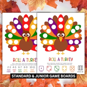 Roll a Turkey Thanksgiving Game: Printable Activity (Instant Download)
