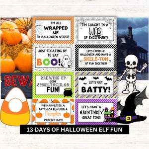 Accesorios y notas de elfos de Halloween: 13 días de diversión espeluznante (Descarga instantánea en PDF 8.5x11)