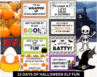 Halloween Elf Props & Notes: 13 Days of Spooky Fun (Instant PDF Download 8.5x11)