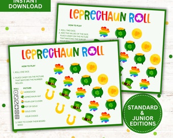 Leprechaun Roll St. Patrick's Day Game, Kids St. Patrick's Day Math Printable - Instant Download - PDF