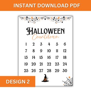 Halloween Countdown Printable | Halloween Decor | Instant Download PDF ...