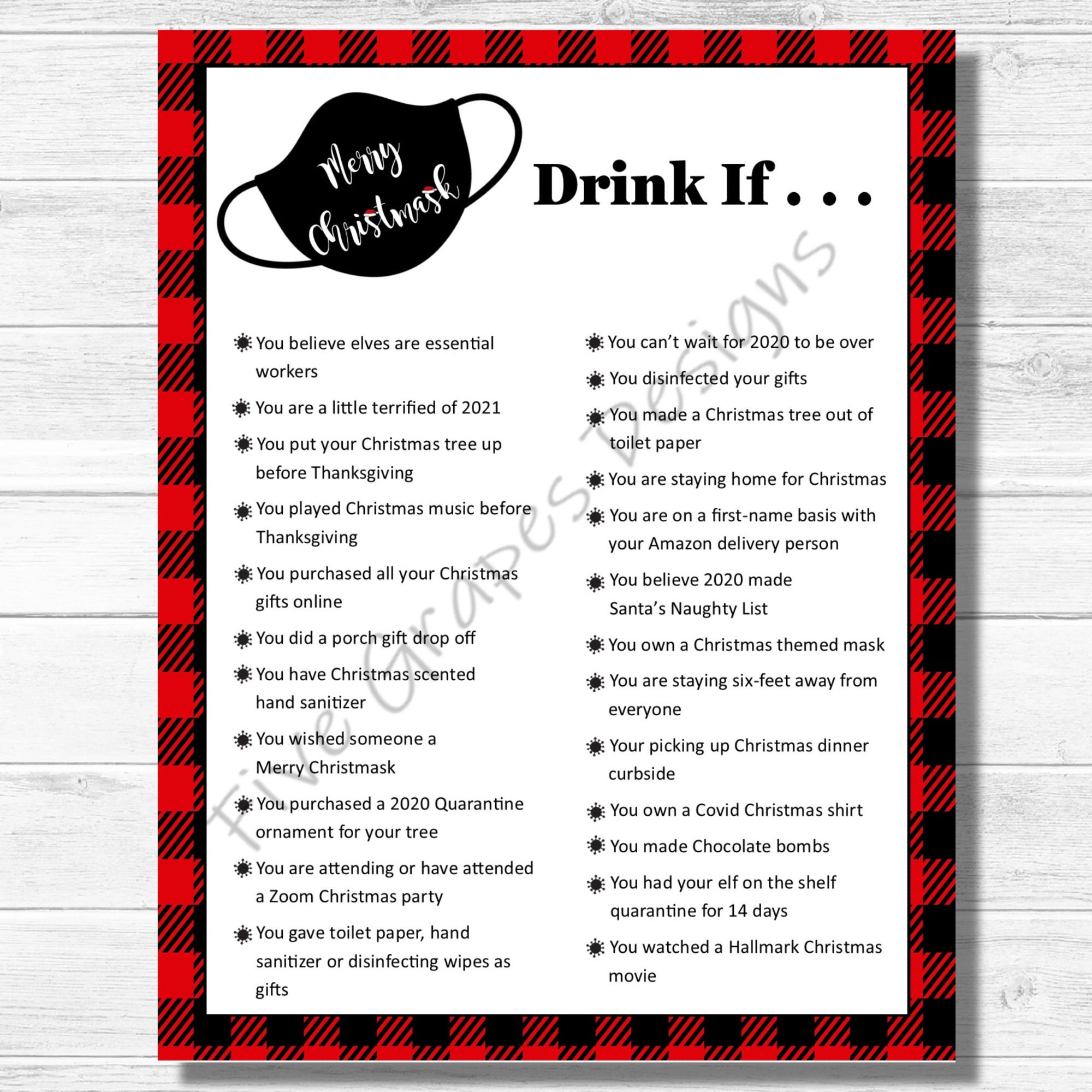 Christmas Drinking Games Virtual Christmas Game Drinking Etsy