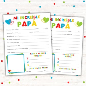Mi Increíble Papá Printable | Father's Day Spanish Gift | Instant Download PDF | Father's Day Gift from Kids | A4 & 8.5x11 Sizes