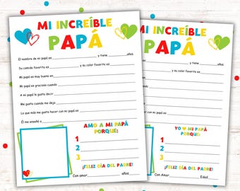 Spanish Father's Day Gift | Mi Increíble Papá Printable (PDF)