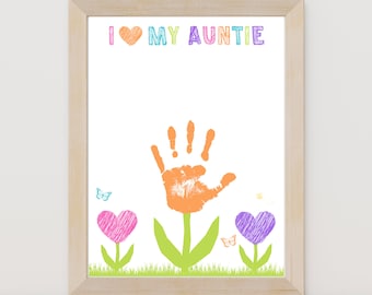 Auntie Gift: Flower Handprint Art - Mother's Day Keepsake (Digital Download)