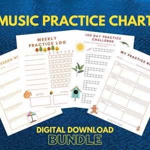 Music Practice Charts BUNDLE | Spring, Summer, Fall, & Winter Themed Music Practice Logs