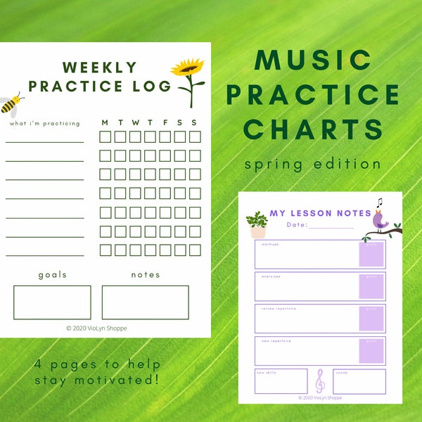 Music Practice Charts | Spring Edition | Printable Practice Motivation