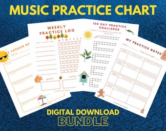 Music Practice Charts BUNDLE | Spring, Summer, Fall, & Winter Themed Music Practice Logs