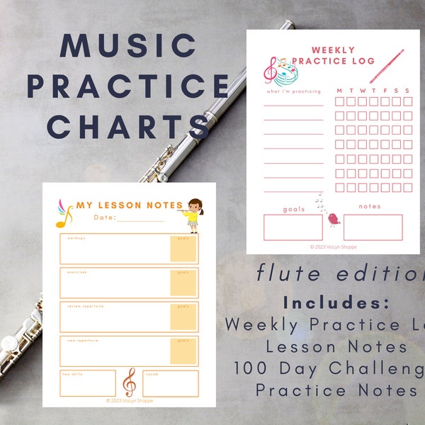 Music Practice Charts | Flute Edition | Printable Practice Motivation