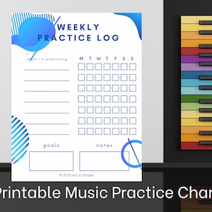 Weekly Practice Log | Printable Music Practice Sheet | Music Teacher Tool for Students