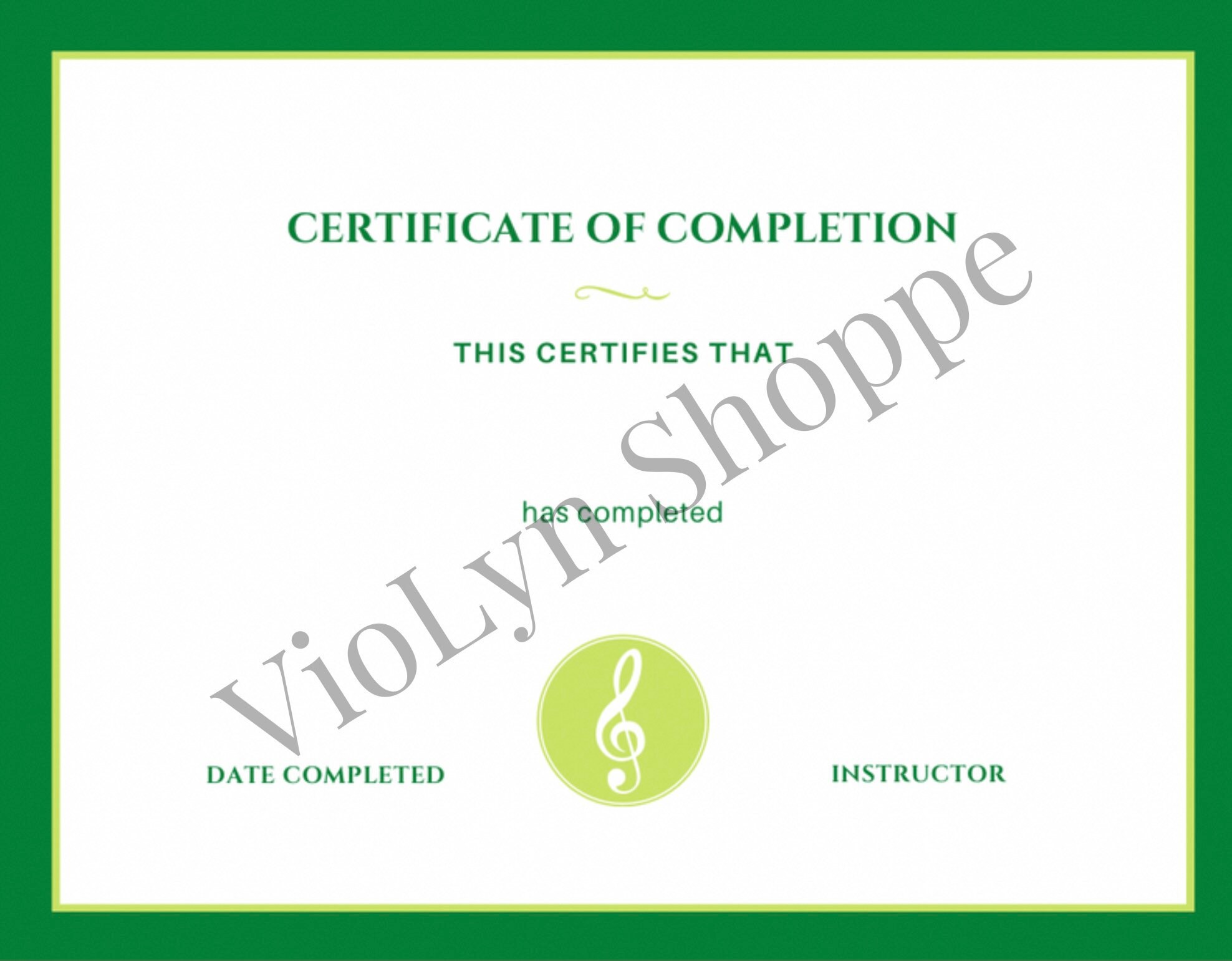 Music Certificate of Completion Fillable for Music Accomplishments ...