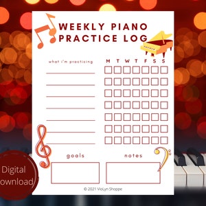 Piano Weekly Practice Chart | Printable Practice Charts for Music Students and Teachers