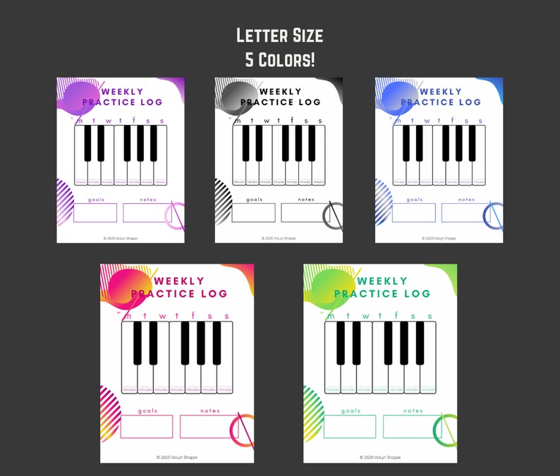 Weekly Piano Practice Log Printable Practice Charts for | Etsy