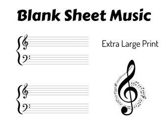 Blank Sheet Music Extra Large Print | Downloadable Staff Paper for Music Lessons and Music Students | Manuscript Paper