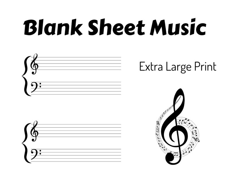 Blank Sheet Music Extra Large Print | Downloadable Staff Paper for ...