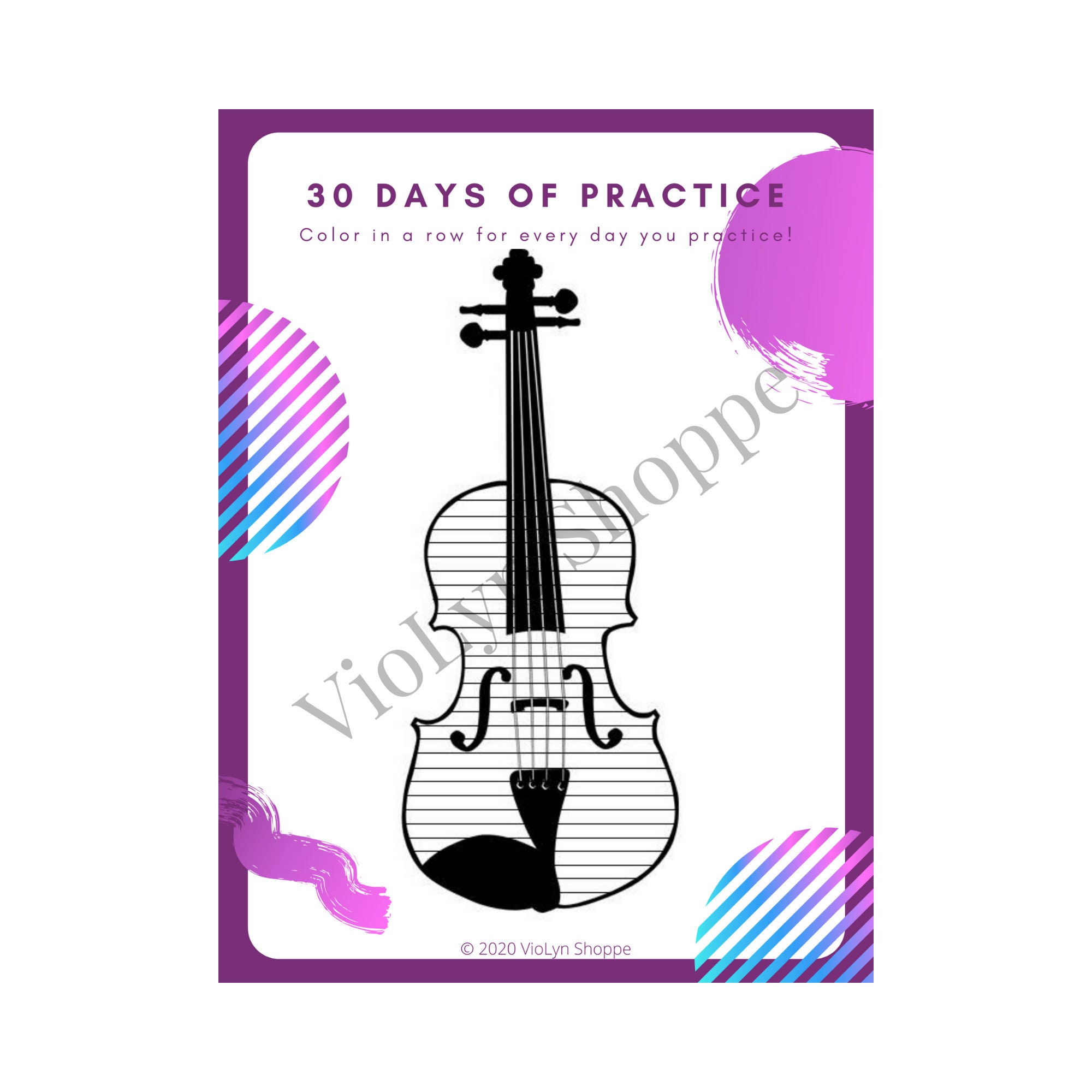 30 Day Practice Chart for Violin Printable Coloring Chart 30 Day Habit ...