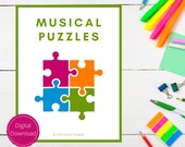 Musical Puzzles Book | Kids Puzzles to Learn Music | Music Education Activities, Word Search, Crossword, Fill in the Blank