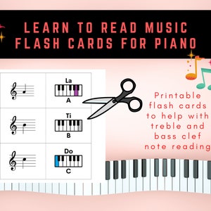 Opmerking Flash Cards voor piano lezen | Afdrukbare flashkaarten om muziek en solfège-lettergrepen te leren lezen