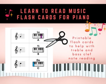 Note Reading Flash Cards for Piano | Printable Flash Cards to Learn to Read Music and Solfege Syllables