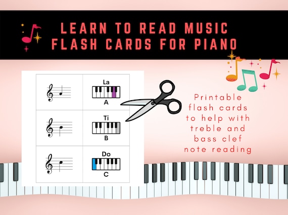 Note Reading Flash Cards for Piano Printable Flash Cards to | Etsy