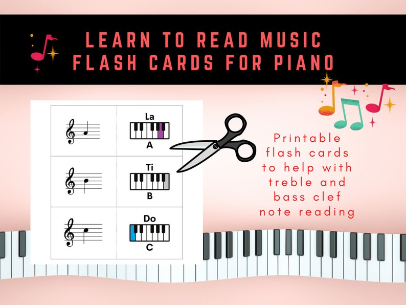 Note Reading Flash Cards for Piano Printable Flash Cards to Learn to