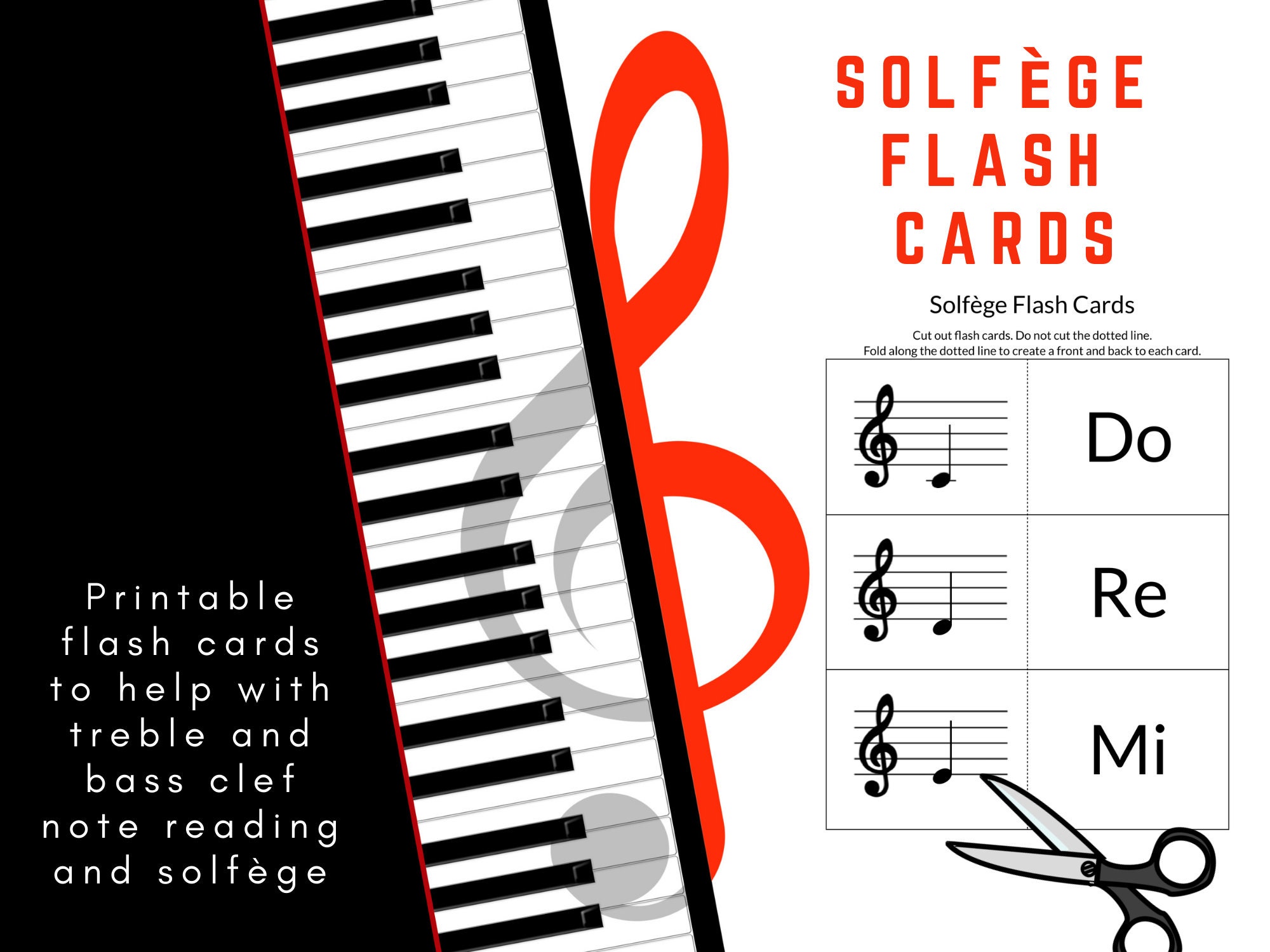 Page De Garde Pour Un Cahier De Piaono Joli Cartes Flash Solfège Cartes Flash imprimables pour apprendre - Etsy France